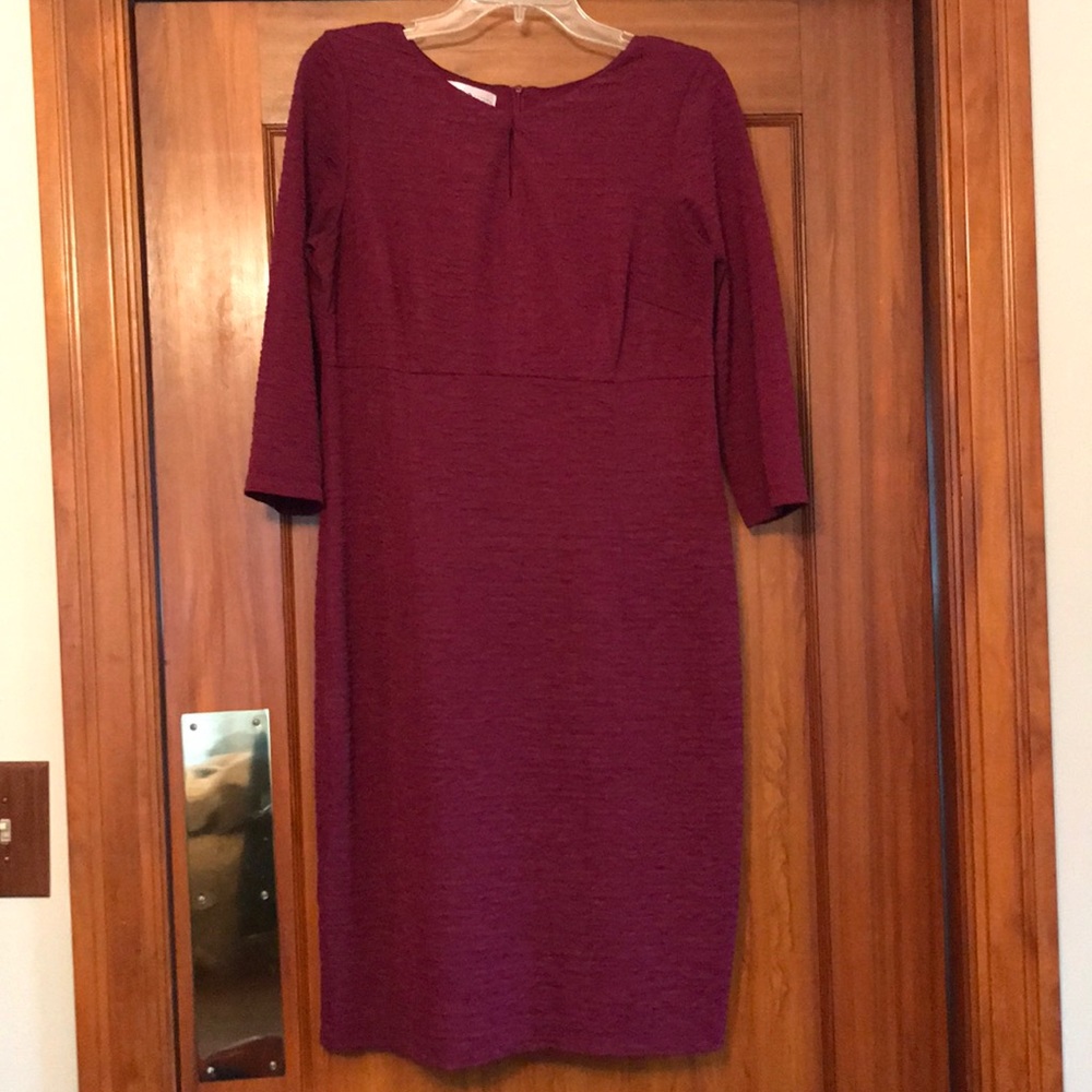 London Style, Dress, Crew Neck, 3/4 Slve, Textured